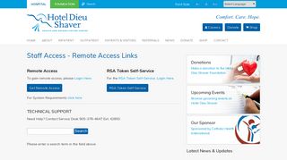 Staff Access - Remote Access Links - Hotel Dieu Shaver
