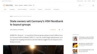 State owners sell Germany's HSH Nordbank to buyout groups | Reuters