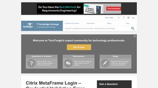 Citrix MetaFrame Login - Credential Validation Error - IT Answers