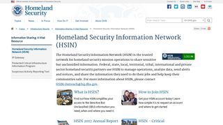 Homeland Security Information Network (HSIN) | Homeland Security