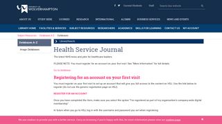 Databases - Health Service Journal - University of Wolverhampton