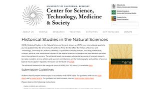 Historical Studies in the Natural Sciences :: Center for Science ...