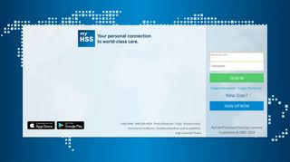 MyHSS - Login Page - Hospital for Special Surgery