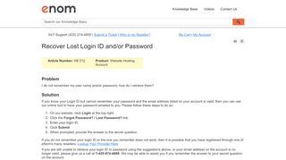 Recover Lost Login ID and/or Password - eNom
