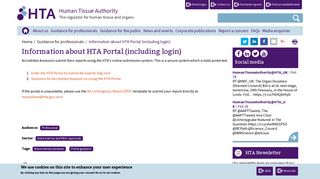 Information about HTA Portal (including login) | Human Tissue Authority