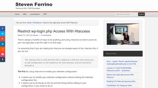 Restrict wp-login.php Access With Htaccess - Steven Ferrino