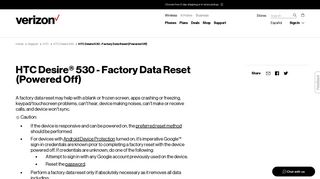 HTC Desire 530 - Factory Data Reset (Powered Off) | Verizon Wireless
