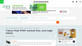 Yahoo Mail IMAP worked fine, now login failed. - Android Forums at ...