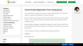 Create Simple Registration Form Using jQuery | FormGet