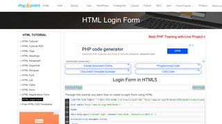 HTML Login Form - HTML Form - HTML Registration Form - Phptpoint
