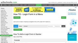 How To Create a Login Form in Navbar - W3Schools