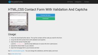HTML,CSS Contact Form With Validation And Captcha - download ...