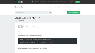 Secure Login in HTML/PHP | Linode Questions