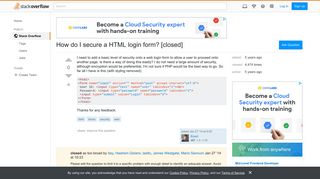 How do I secure a HTML login form? - Stack Overflow