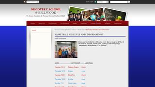 Basketball Schedule and Information - Discovery School @ Bellwood