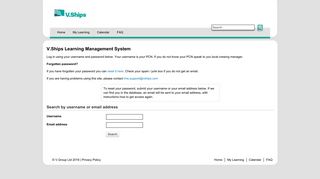 Forgotten password - V.Ships Learning Management System