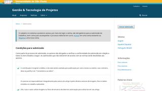 Submissões | Gestão & Tecnologia de Projetos - Revistas USP