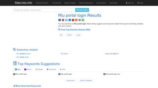 Rtu portal login Results For Websites Listing - SiteLinks.Info