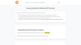 192.168.15.1 - Motorola MT123 Router login and password - modemly