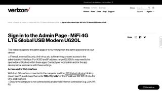 Sign in to the Admin Page - MiFi 4G LTE Global ... - Verizon Wireless