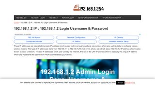 192.168.1.2 IP : 192.168.1.2 Login Username & Password