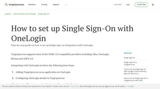 How to set up Single Sign-On with OneLogin | Targetprocess ...