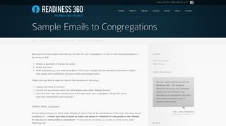 Sample Emails to Congregations - Readiness 360