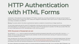 HTTP Authentication with HTML Forms