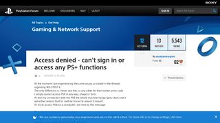 Access denied - can't sign in or access any PS+ fu... - PlayStation Forum