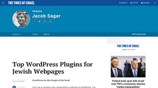 Top Wordpress Plugins for Jewish Webpages - the Times of Israel blogs