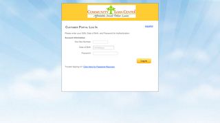 Customer Portal Log In - Online Loan Application