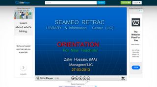 SEAMEO RETRAC LIBRARY & Information Center (LIC) - SlidePlayer