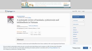 A systematic review of taeniasis, cysticercosis and trichinellosis in ...