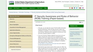 USDA APHIS | IT Security Awareness and Rules of Behavior (ROB ...