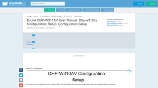 Dhp-w310av Configuration; Setup; Configuration Setup - D-link DHP ...
