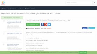 new formulas for america's workforce girls in science and ... - NSF ...