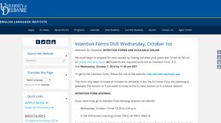 Intention Forms DUE Wednesday, October 1st - WordPress at UD