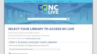 Select your library to access NC LIVE | NC LIVE