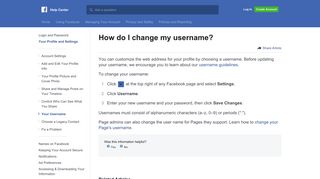 How do I change my username? | Facebook Help Center | Facebook