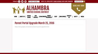 Parent Portal Upgrade March 25, 2016 - Alhambra Unified School ...