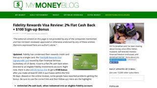 Fidelity Rewards Visa Review: 2% Flat Cash Back + $100 Sign-up ...