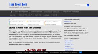 Get Paid To Perform Online Tasks Scam Sites - Tips from Lori
