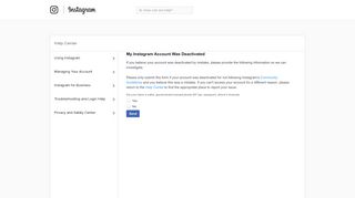 My Instagram Account Was Deactivated - Instagram Help Center