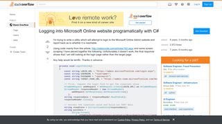 Logging into Microsoft Online website programatically with C ...