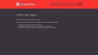 roblox.net passwords - BugMeNot