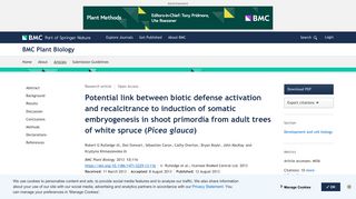 Potential link between biotic defense activation and recalcitrance to ...