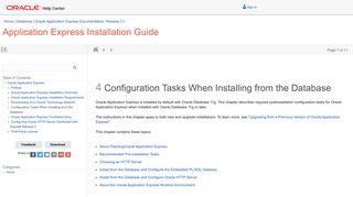 Configuration Tasks When Installing from the Database - Oracle Docs