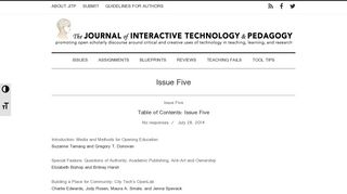 Issue Five / - The Journal of Interactive Technology and Pedagogy