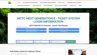 NEXTGEN IRCTC.CO.IN Login Next Generation E-Ticket System ...