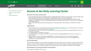 Access to the Kelly Learning Center - MyKelly